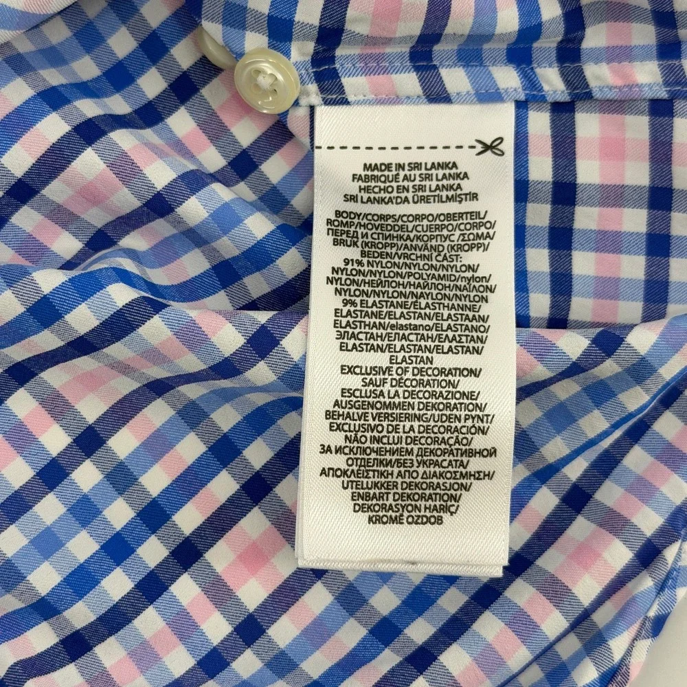 Polo Ralph Lauren Button Down Mens Large Blue Pink Check Performance Classic Fit